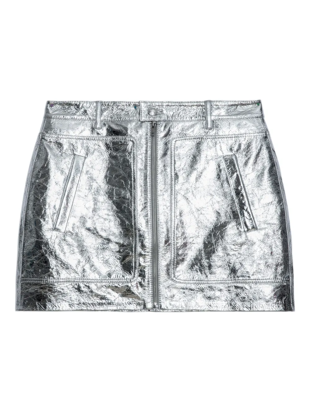 Zadig & Voltaire John Zip Mini Skirt In Silver
