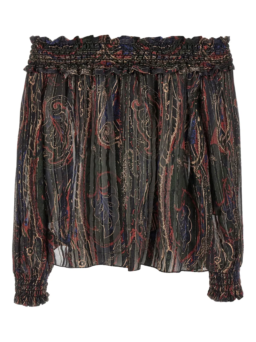 Saint Laurent Blouse met gesmockt stiksel - Zwart