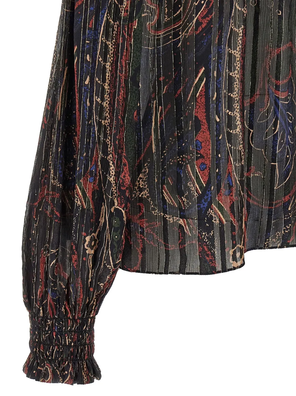 Saint Laurent Blouse met gesmockt stiksel Zwart