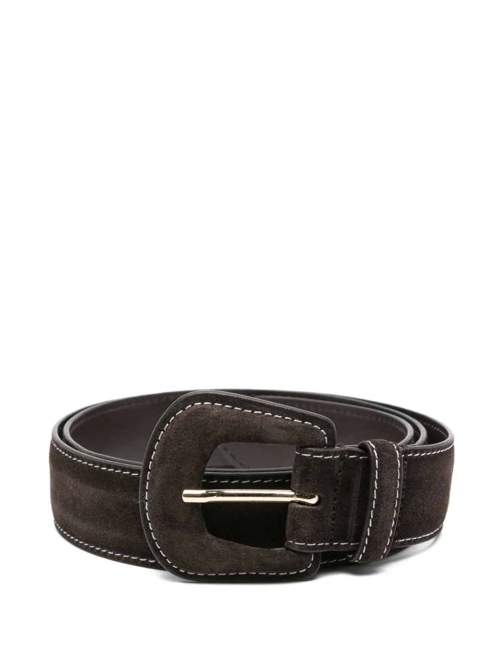 Maje Suede Leather Buckle Belt In Black