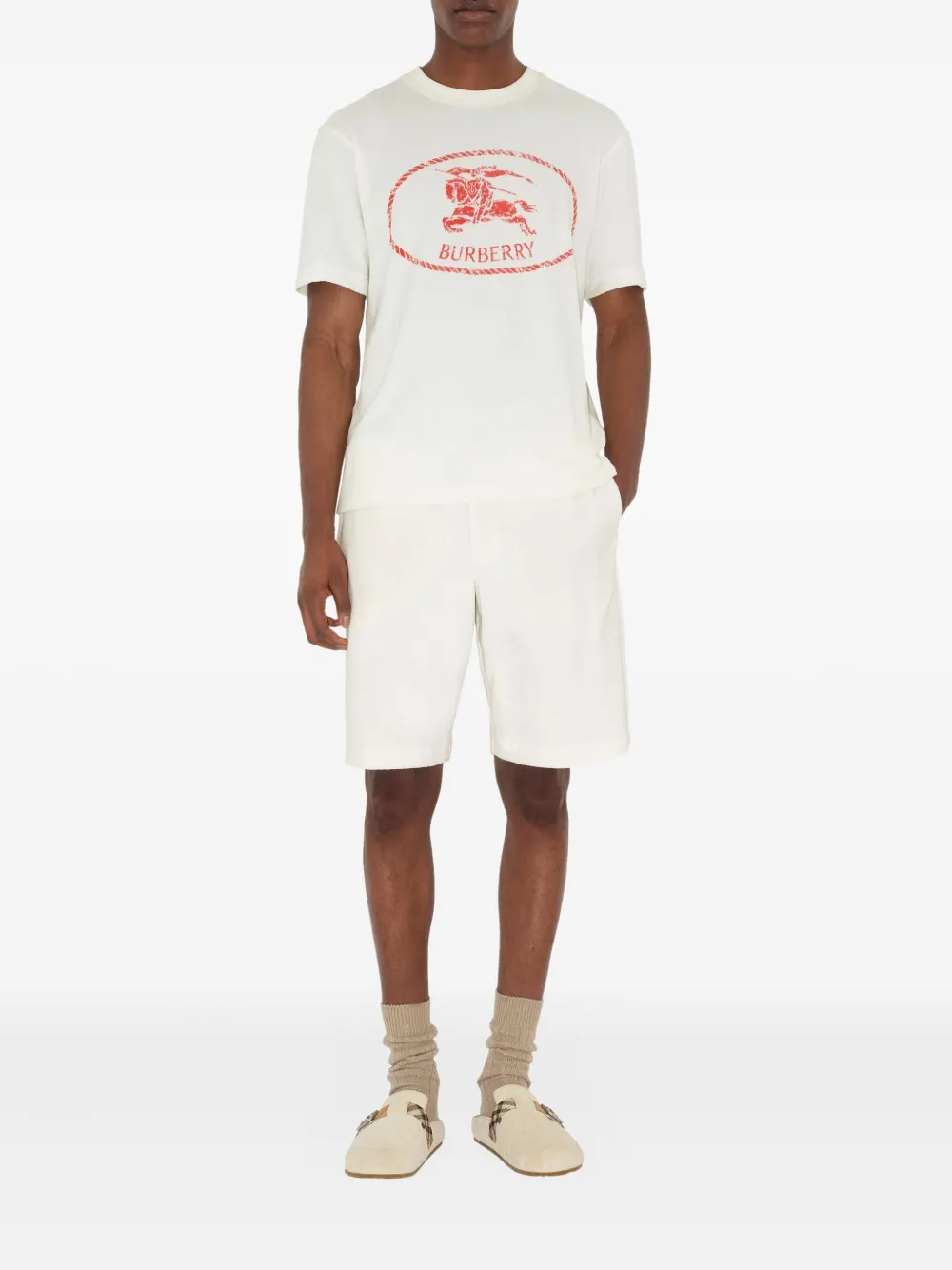 Burberry T-shirt met logoprint Wit