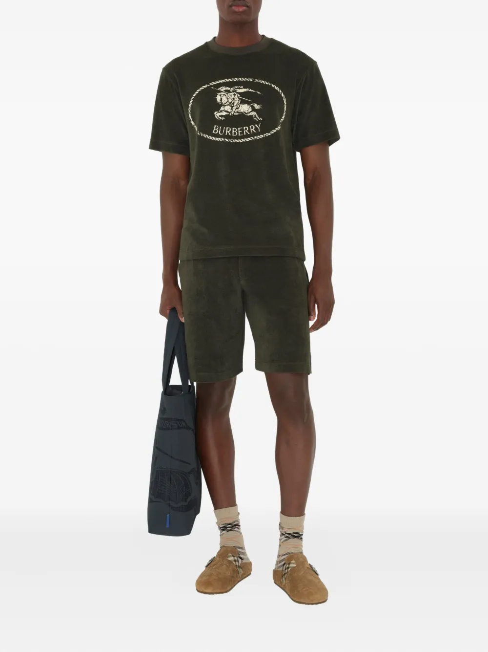 Burberry T-shirt met logoprint Groen