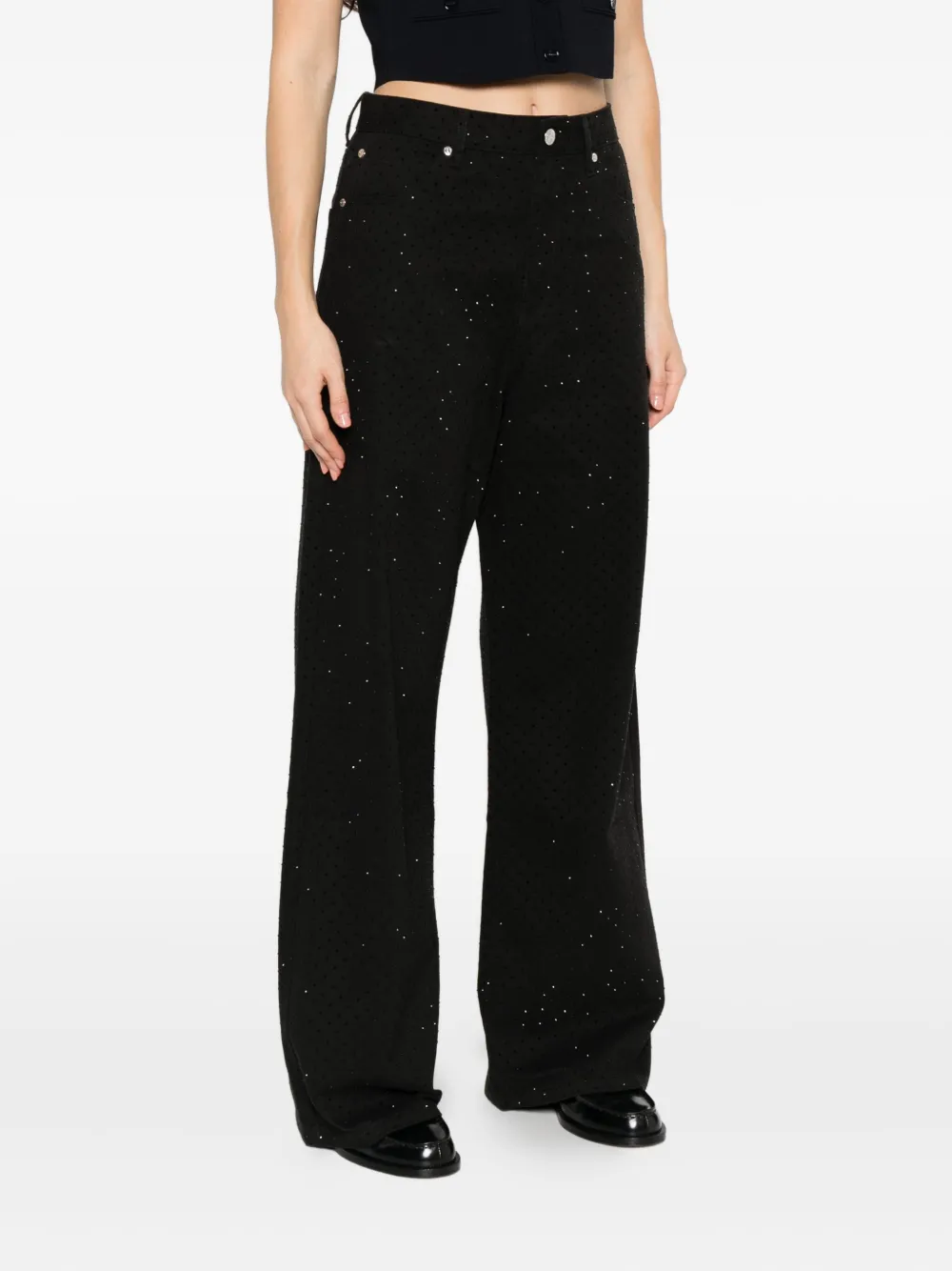 SANDRO Verfraaide katoenen straight jeans Zwart