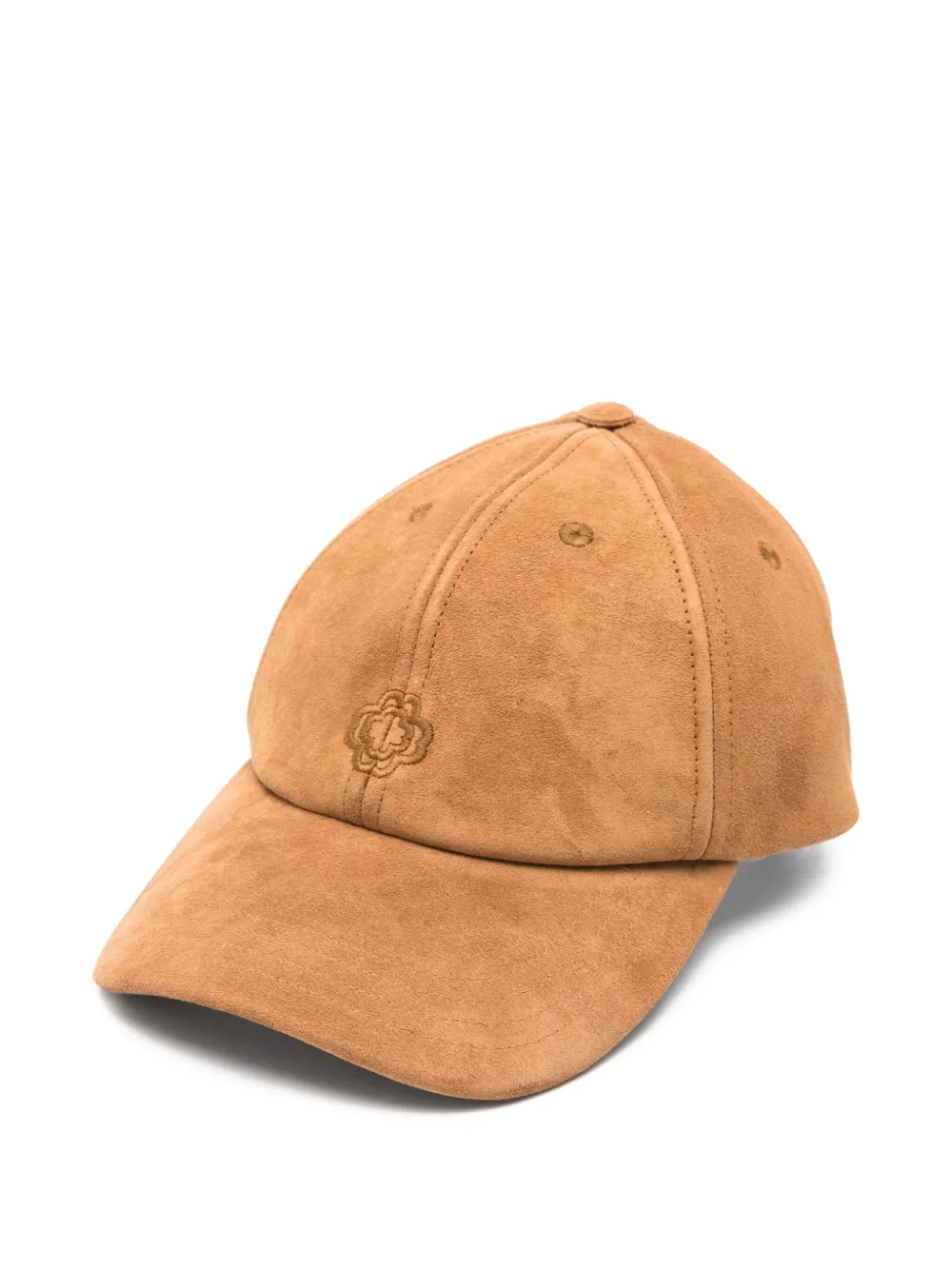 Maje Embroidered-logo Suede Cap In Brown