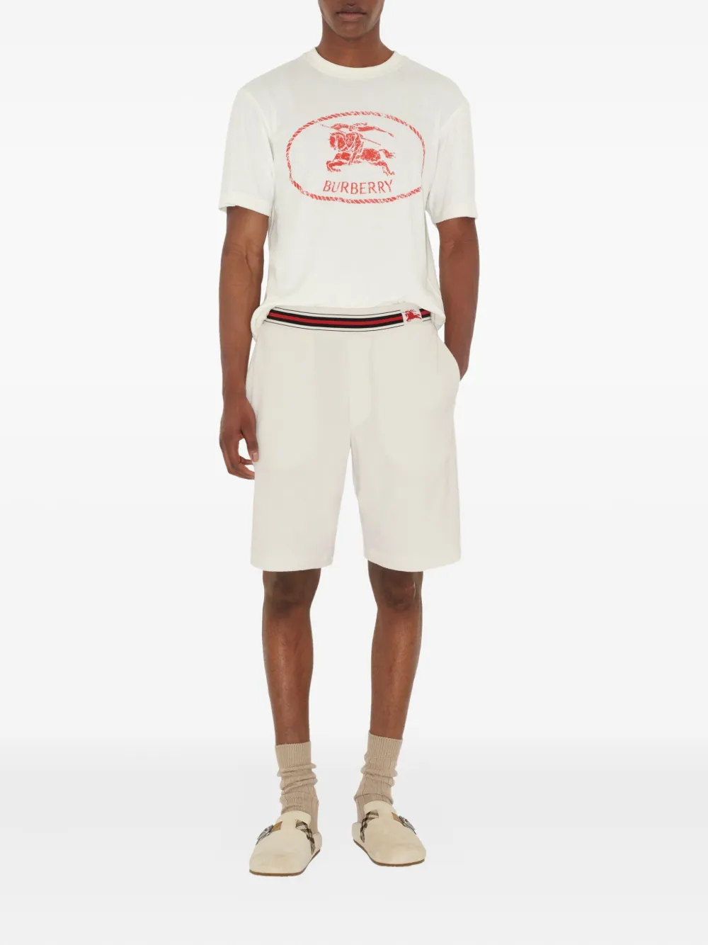Burberry Shorts met elastische tailleband Wit