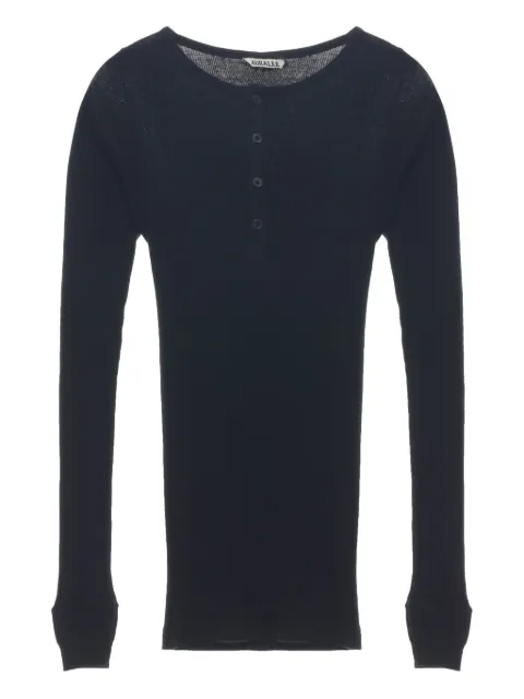 Auralee long-sleeve henley top
