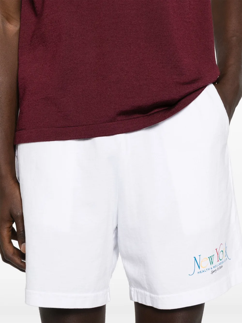 Sporty & Rich Zwembroek met elastische tailleband en logo Wit