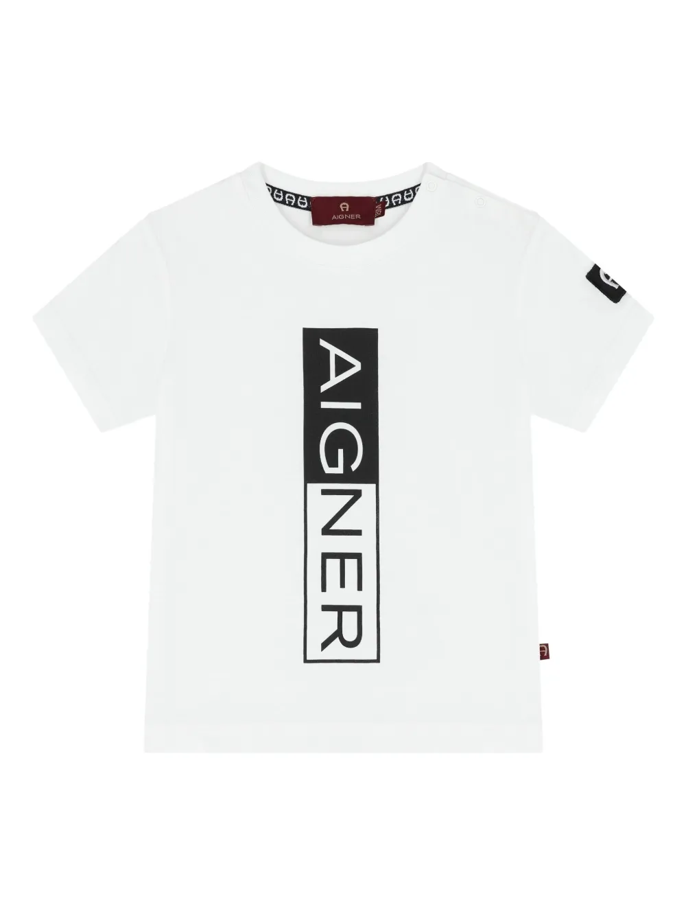 Aigner Kids T-shirt met logoprint en korte mouwen Wit