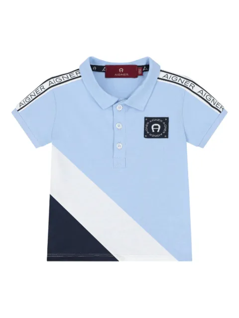 Aigner Kids diagonal panel polo shirt
