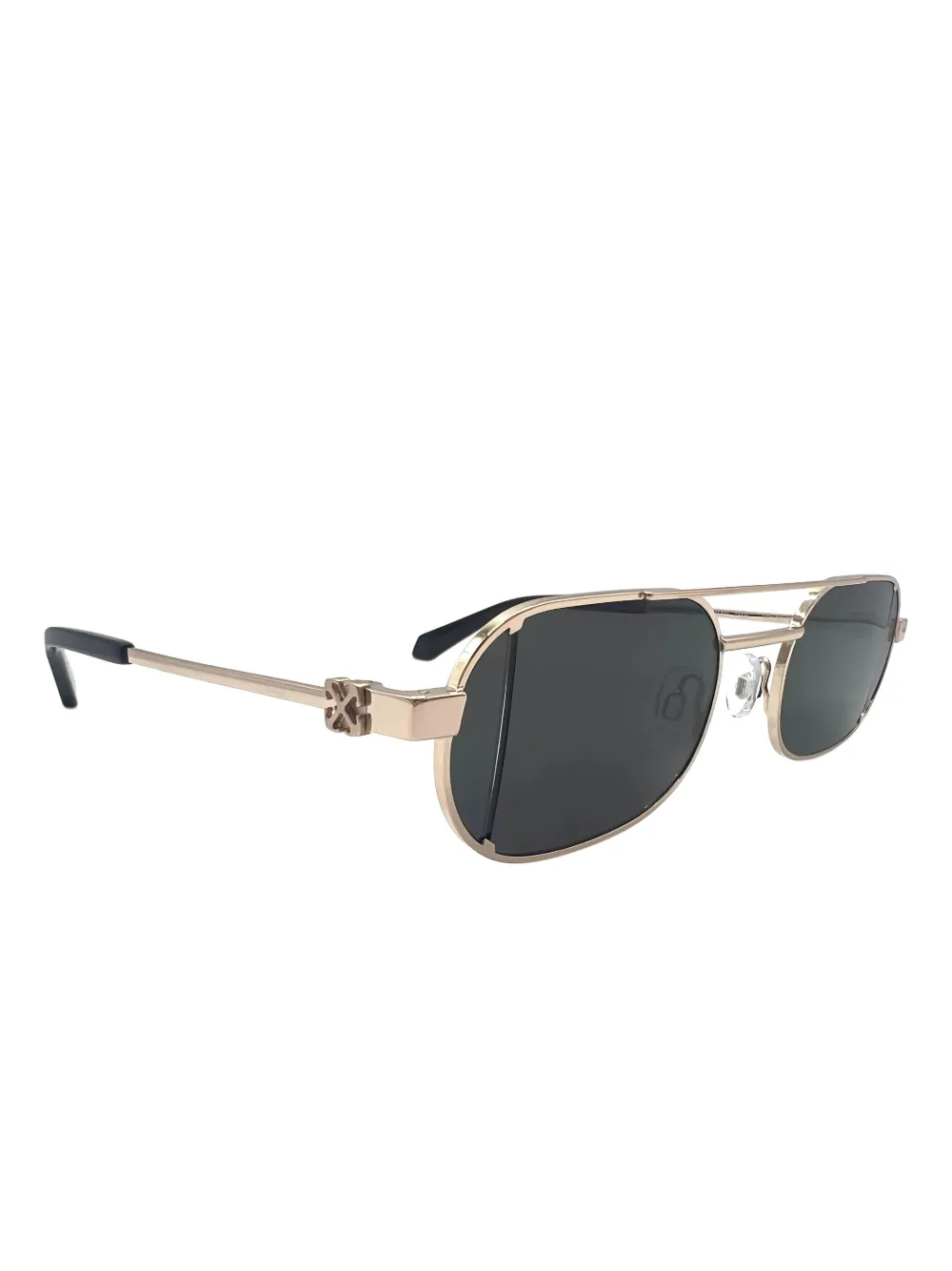 Off-White Eyewear Ovalen zonnebril met dubbele neusbrug Goud