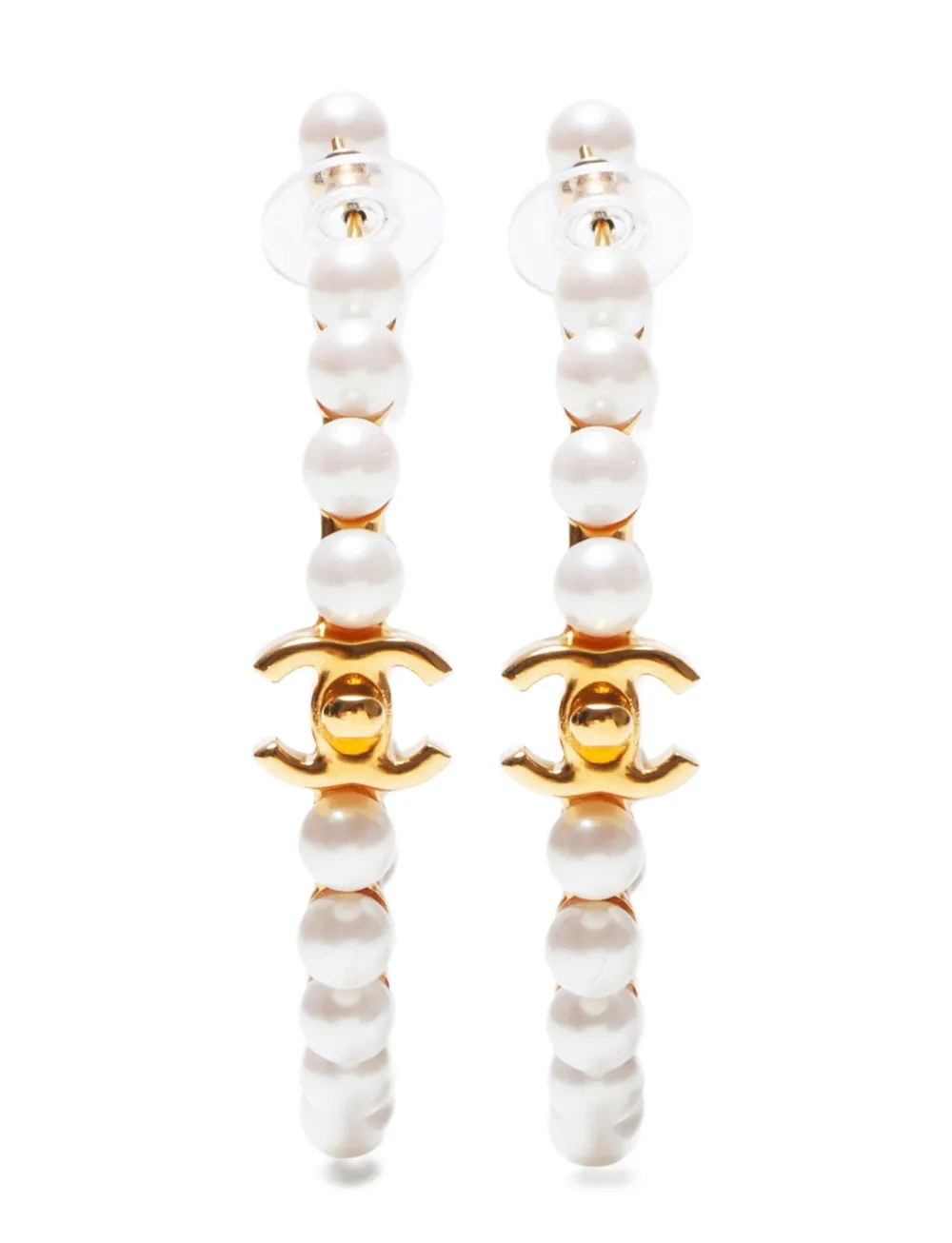 CHANEL Pre-Owned 2020 turn-lock CC hoop earrings | Gold | Image 1