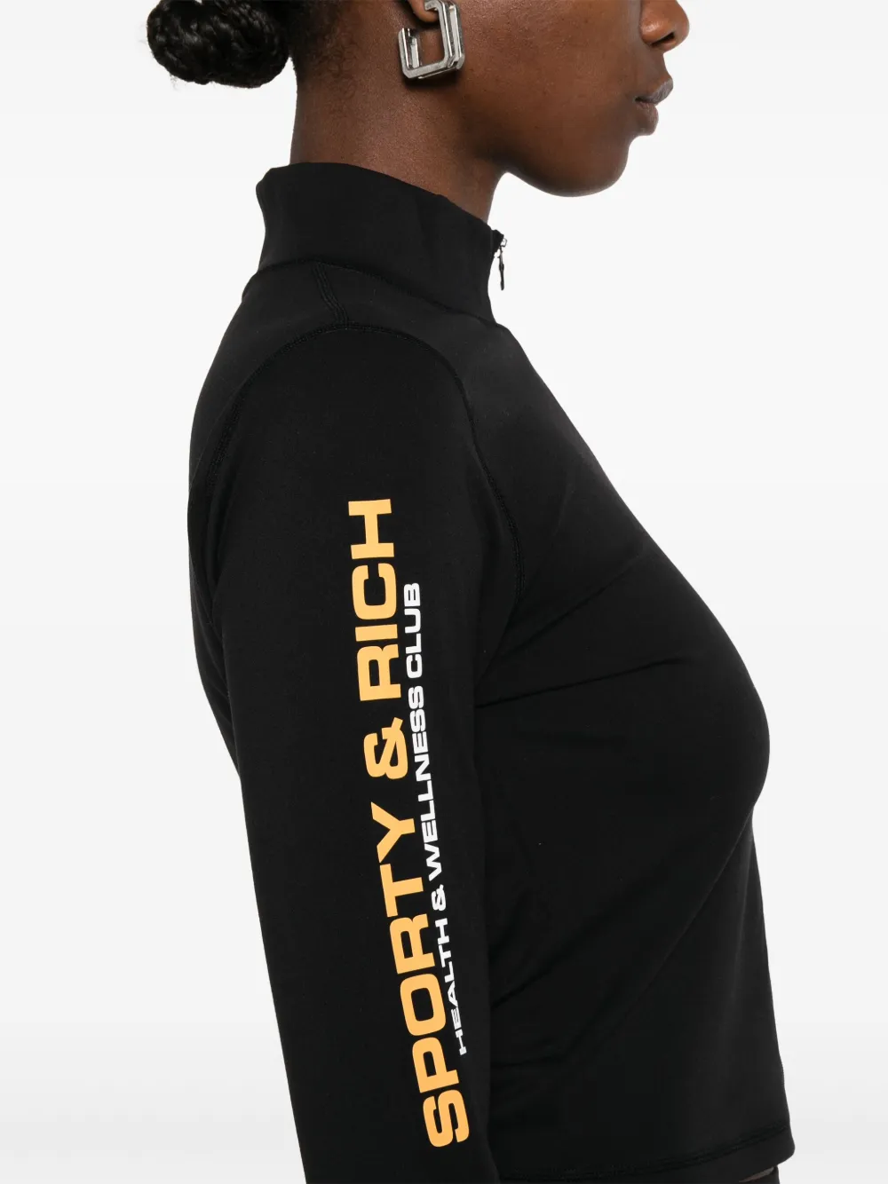 Sporty & Rich Bold Health sweater met logodetail en rits Zwart