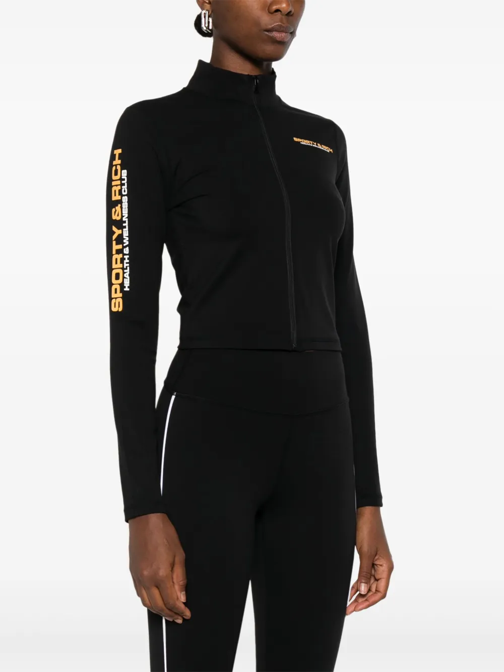 Sporty & Rich Bold Health sweater met logodetail en rits Zwart