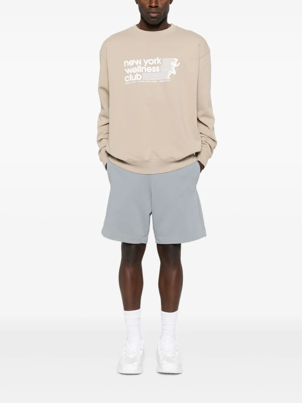 Sporty & Rich USA Wellness Club crewneck sweatshirt Beige
