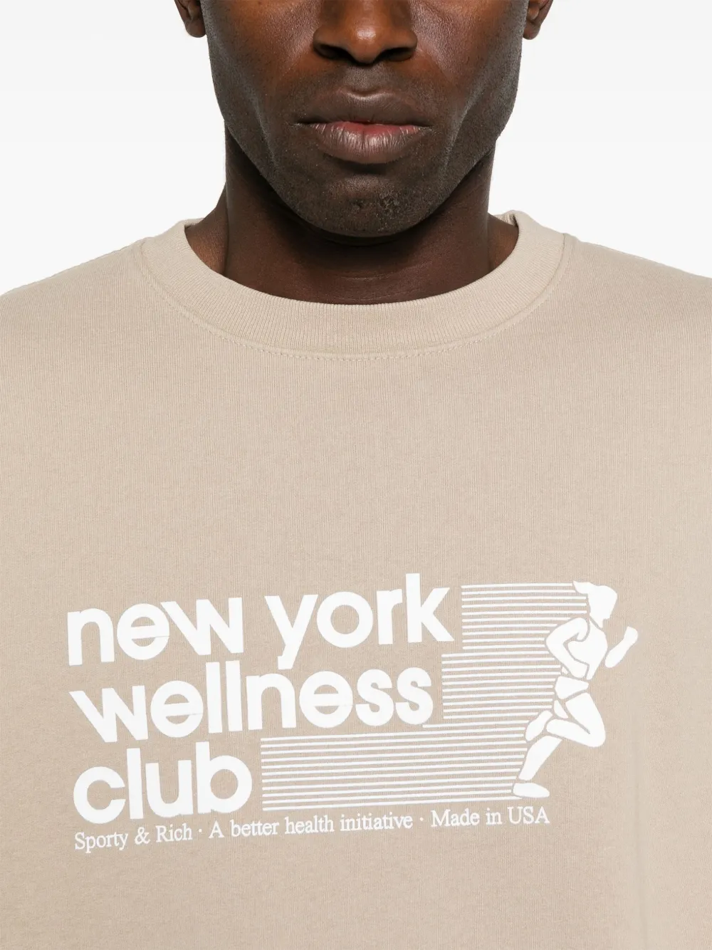 Sporty & Rich USA Wellness Club crewneck sweatshirt Beige