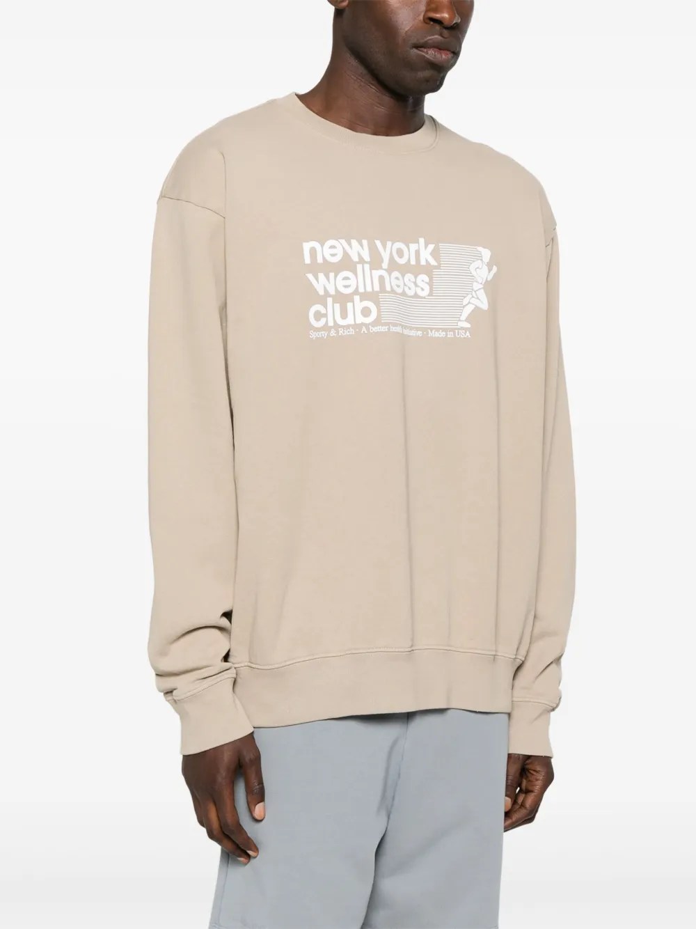 Sporty & Rich USA Wellness Club crewneck sweatshirt Beige