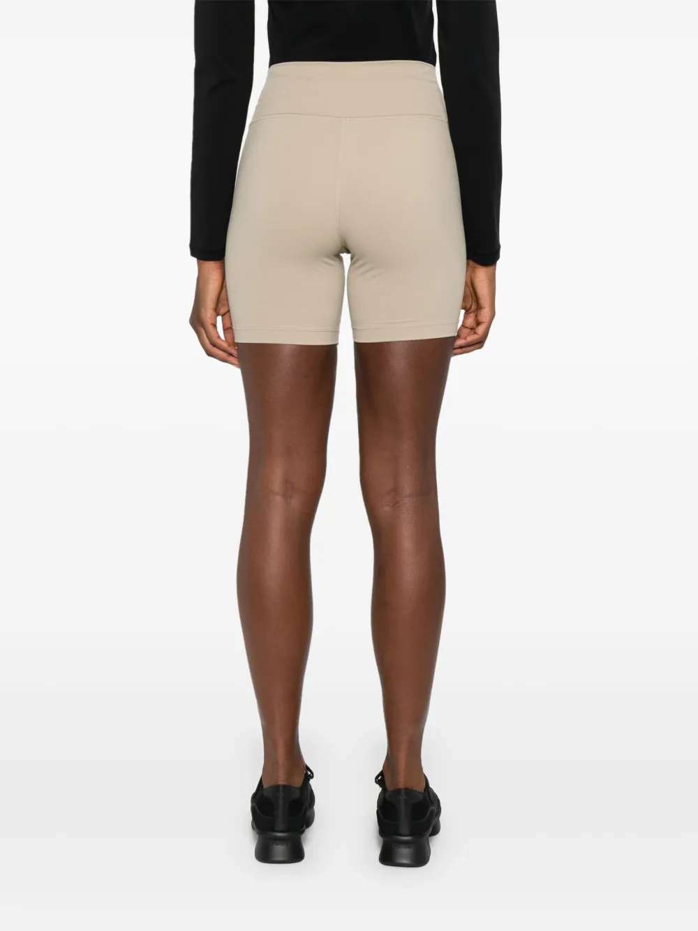 Sporty & Rich SR Runner high waist bikershorts met logoprint Beige