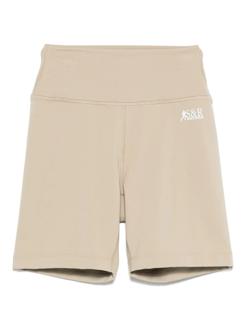 Sporty & Rich SR Runner high waist bikershorts met logoprint Beige