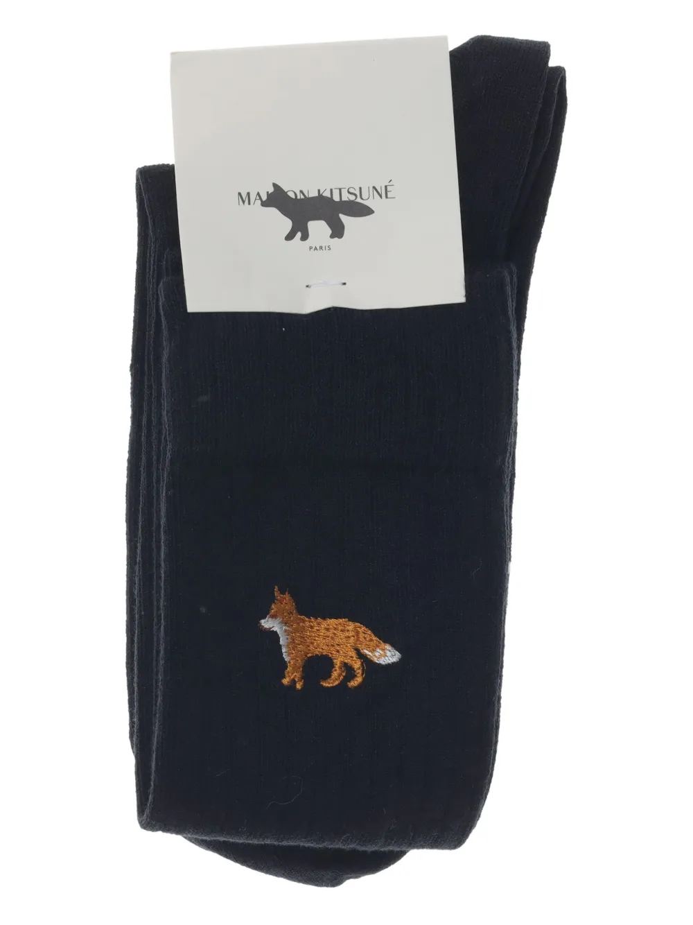 Maison Kitsuné Fox-embroidered socks | Black | Image 1