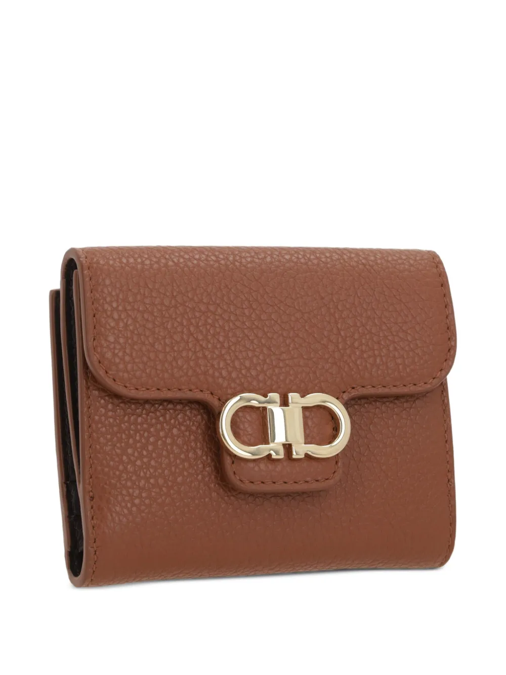 Ferragamo Leren portemonnee met Gancini-plakkaat Bruin