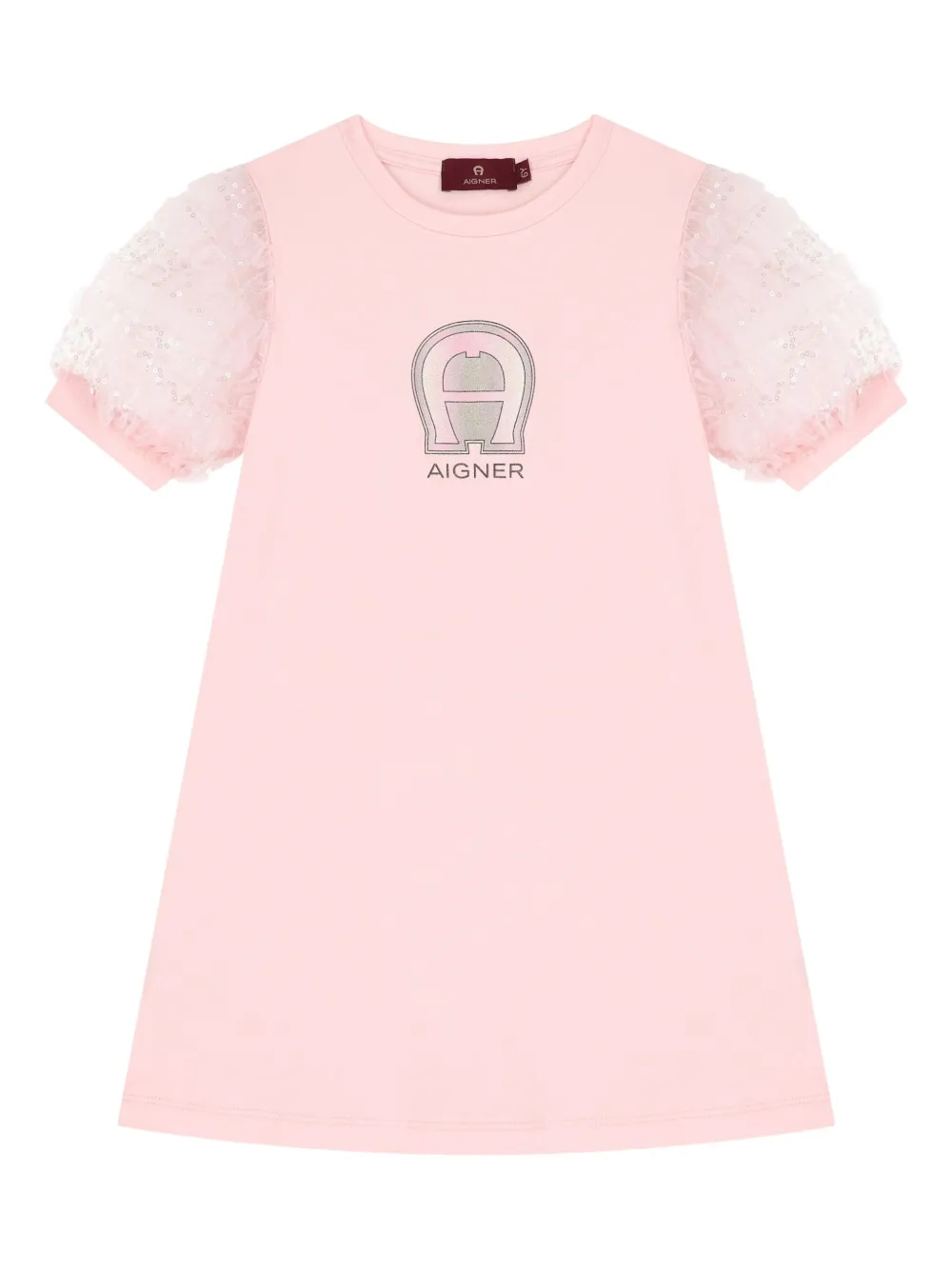 Aigner Kids Jurk verfraaid met logo Roze