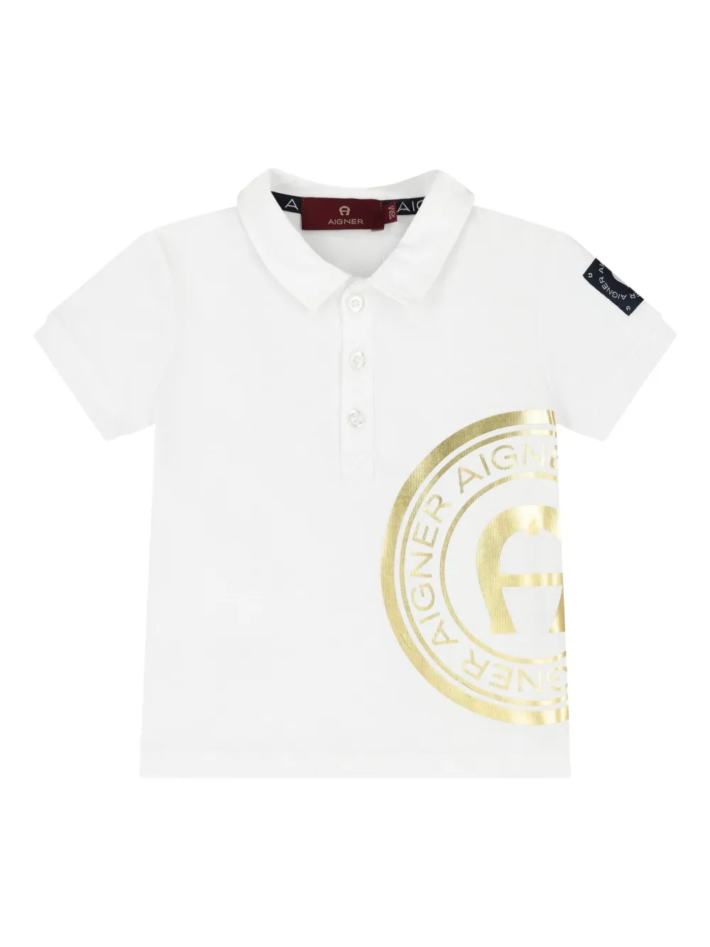 Aigner Kids Gold poloshirt met logoprint Wit