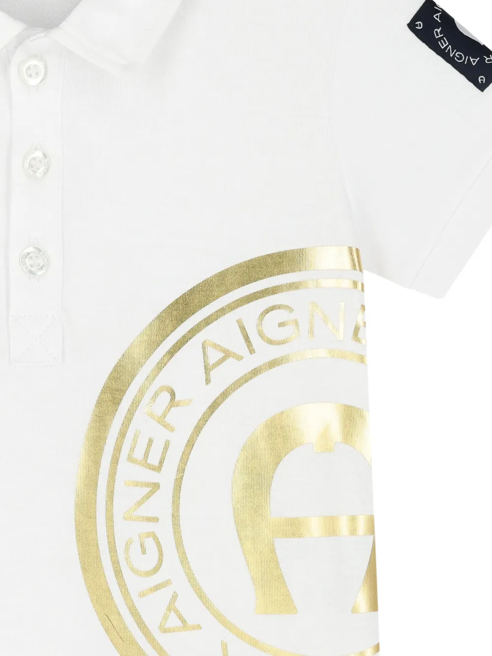 Aigner Kids Gold poloshirt met logoprint Wit