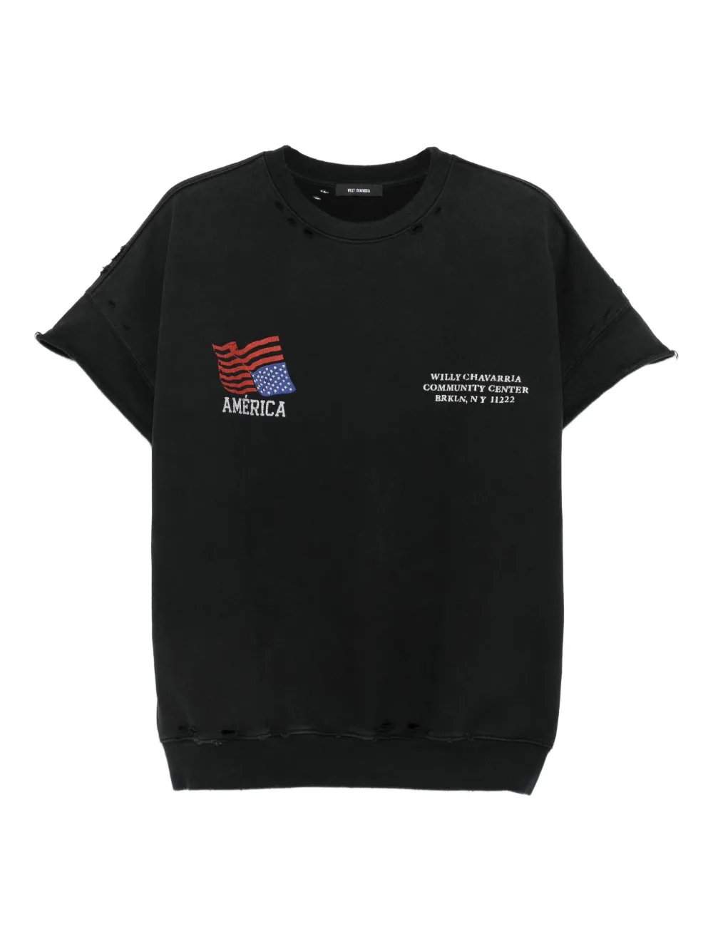 distressed flag graphic T-shirt