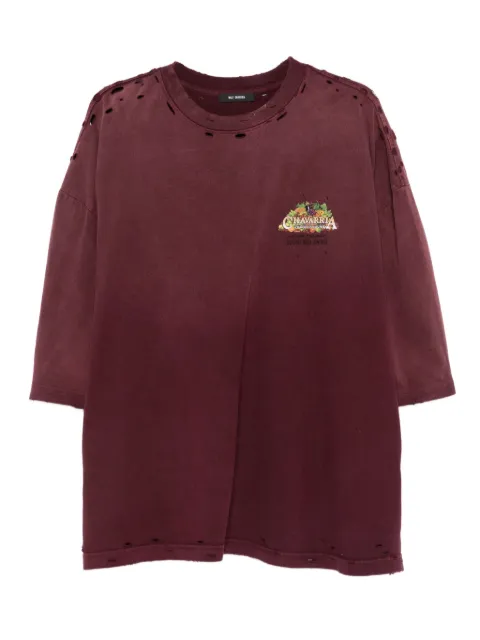 Willy Chavarria distressed logo-embroidered T-shirt