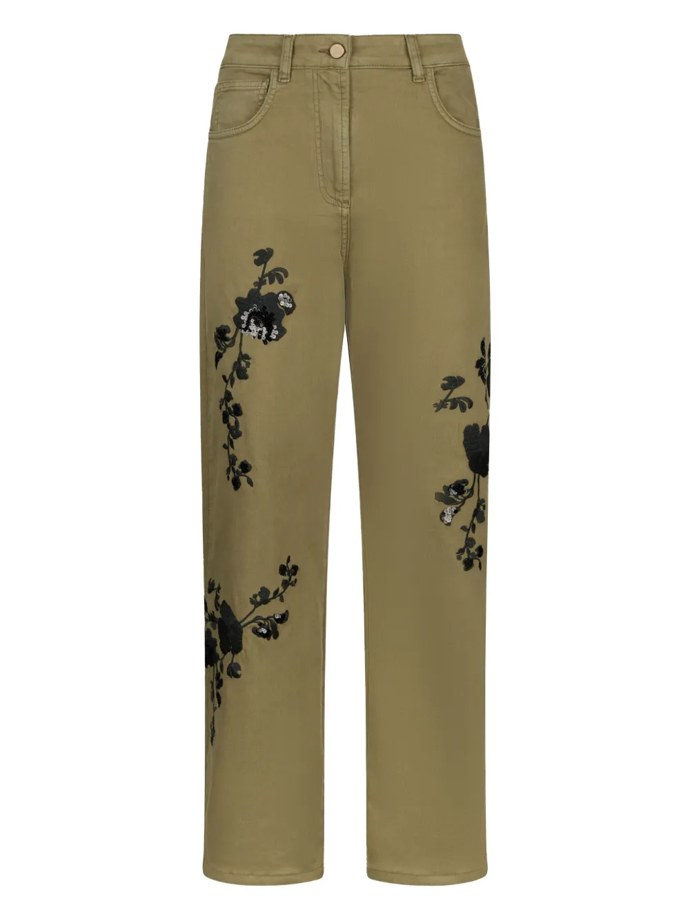 LIU JO floral-embroidered flared jeans | Green | Image 1