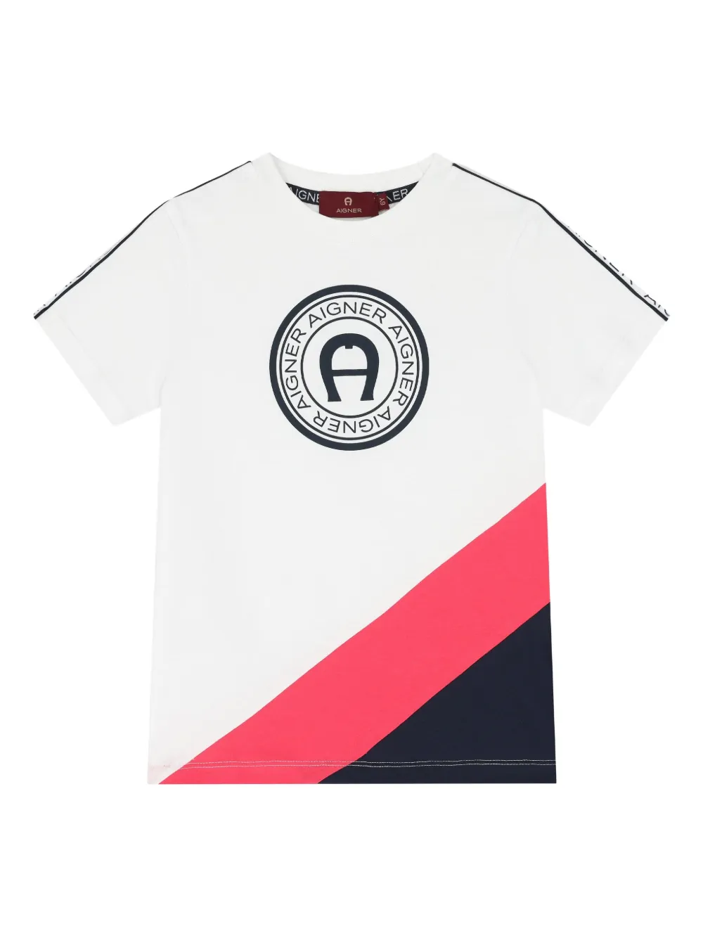 Aigner Kids T-shirt met colourblocking en logoprint Wit