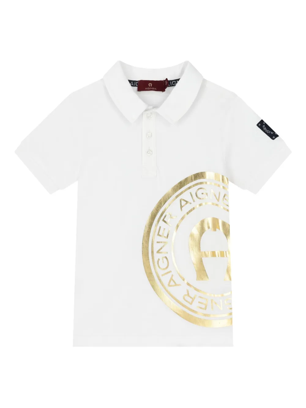 Aigner Kids Poloshirt met goudkleurig logo Wit
