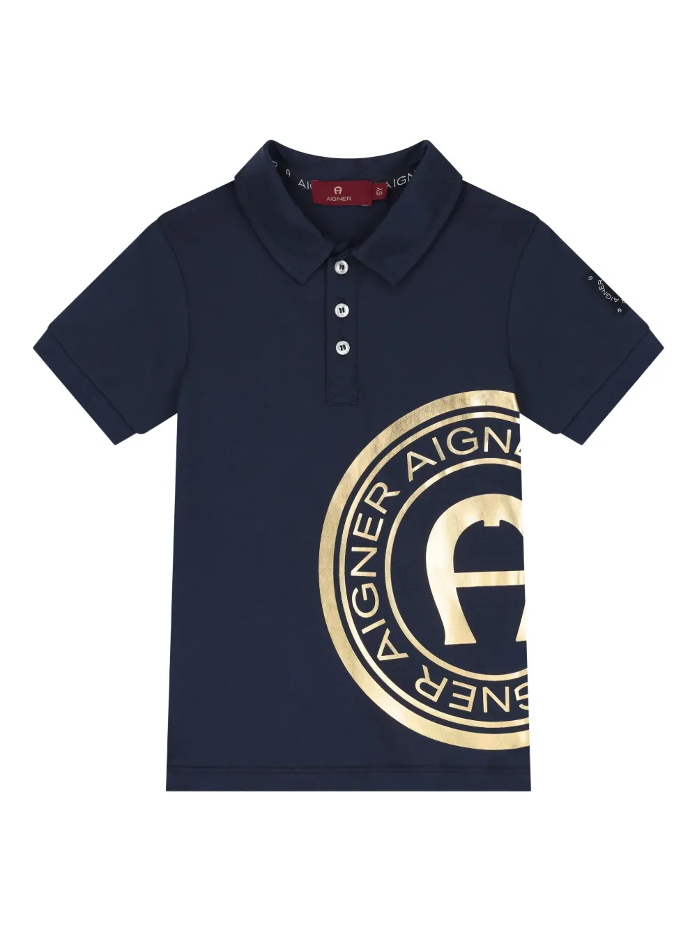 Aigner Kids Poloshirt met goudkleurig logo Blauw