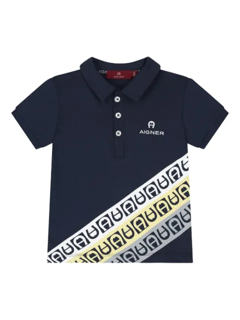 Aigner Kids logo stripe polo shirt