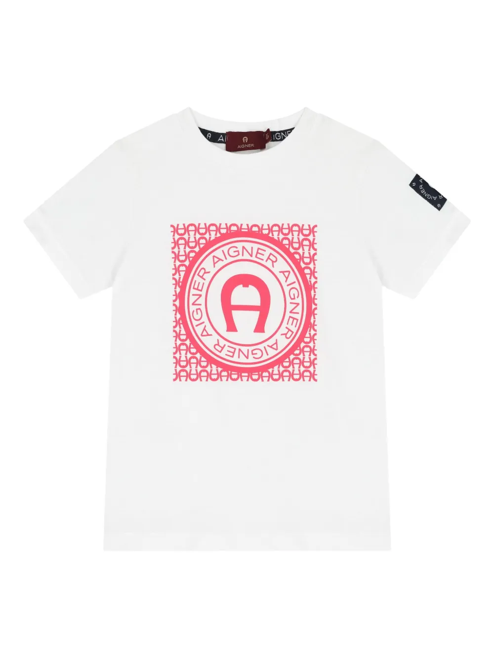 Aigner Kids T-shirt met logoprint en korte mouwen Wit