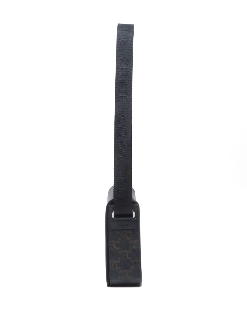 Pre-owned Celine 2020-2025 Triomphe Flap Shoulder Bag In Black