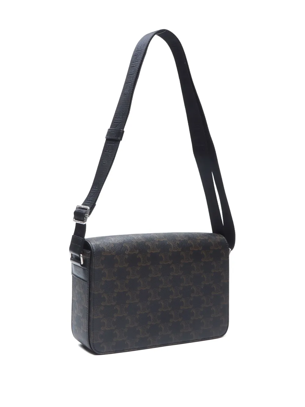 Pre-owned Celine 2020-2025 Triomphe Flap Shoulder Bag In Black