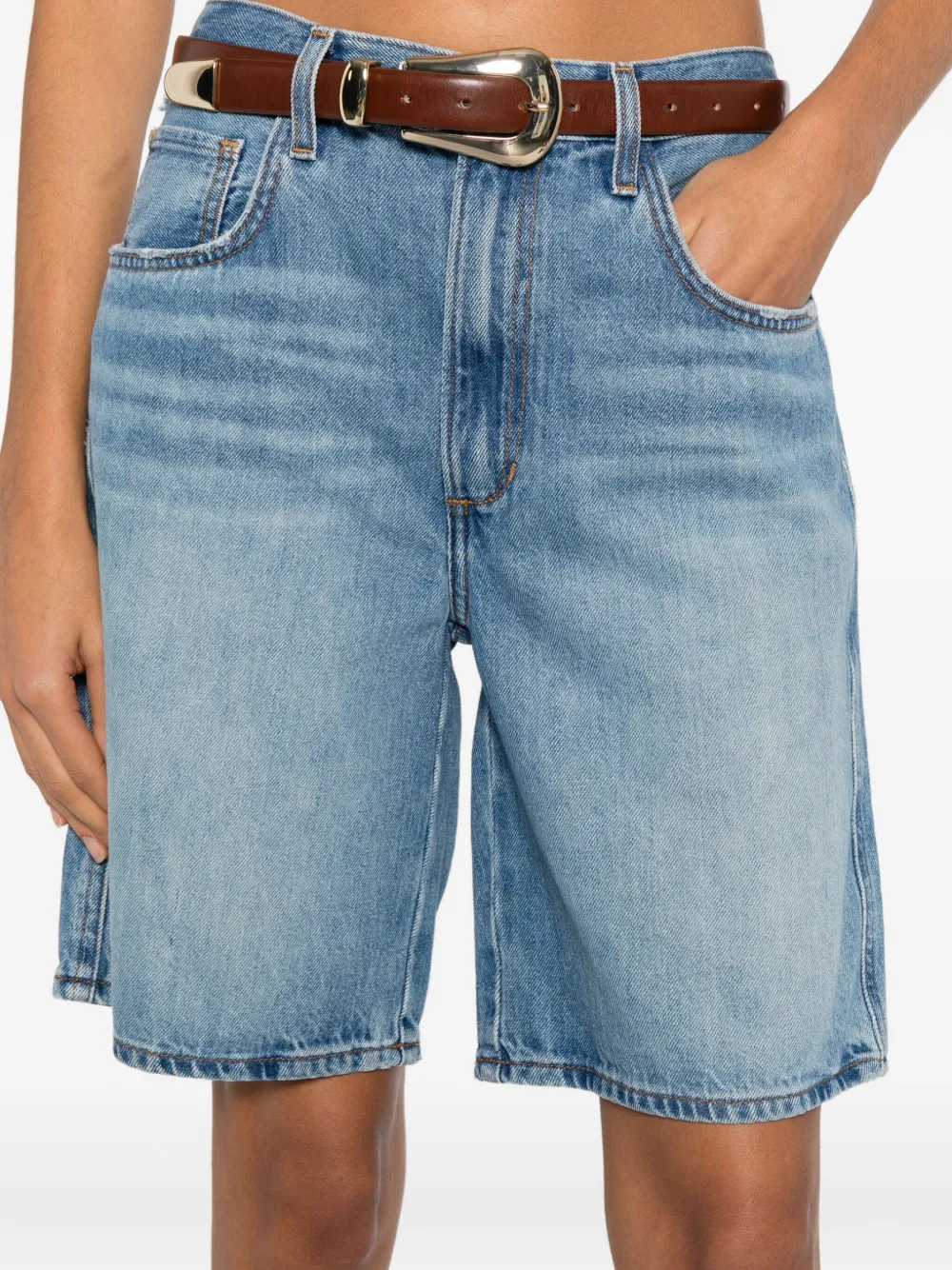 Favorite Daughter Tommy denim shorts met zak Blauw