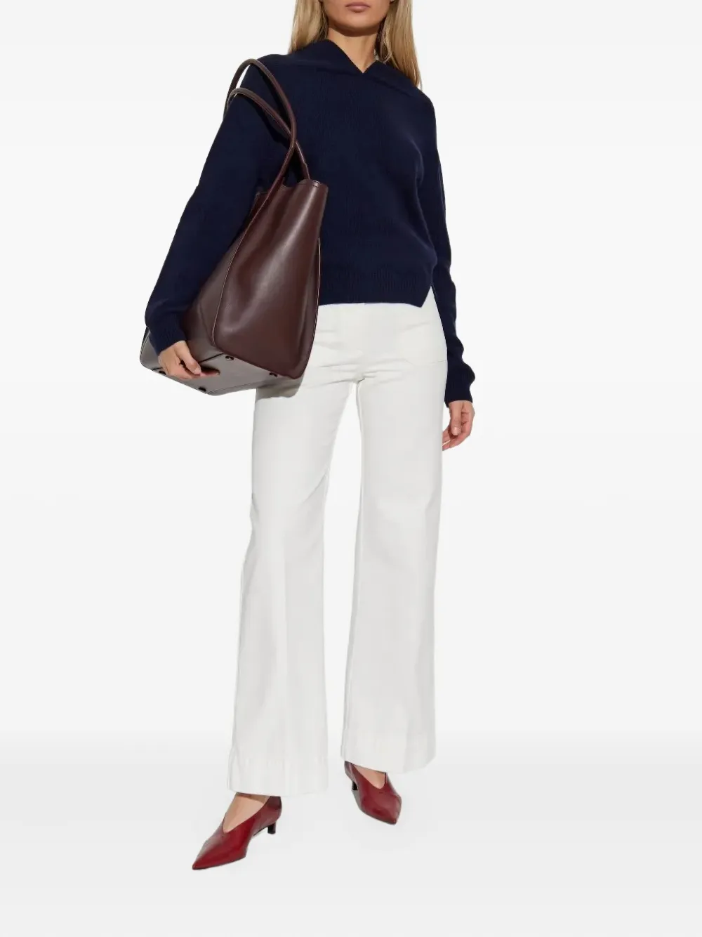 Victoria Beckham high-neck split-hem sweater Blauw