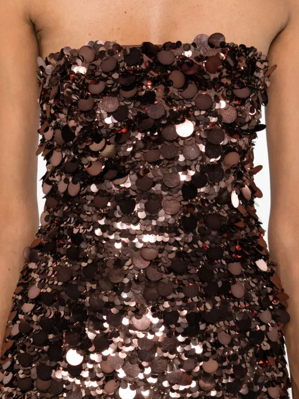 brown embellished mini dress Embellished Halterneck Cowl A-line Mini Dress in Brown Snake main image 1