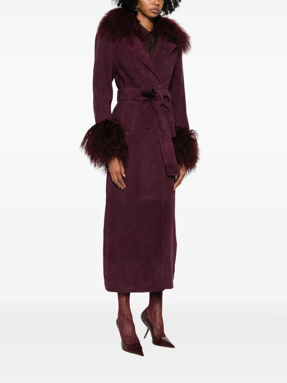 Retrofete Britta jas van imitatiebont Paars