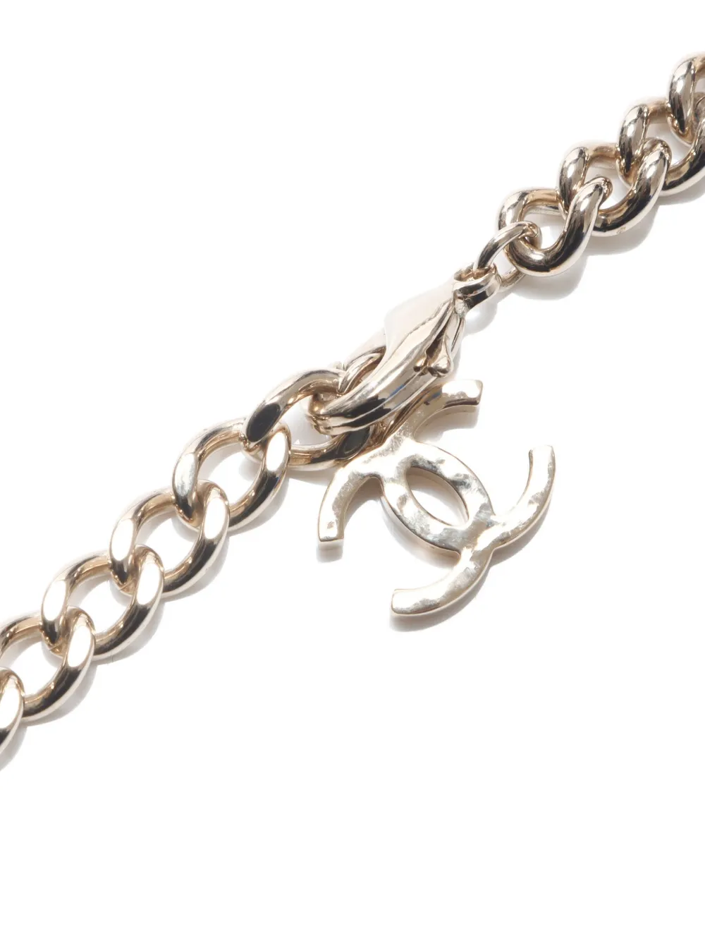 Pre-owned Chanel 2023 Logo-plaque Necklace In Gold