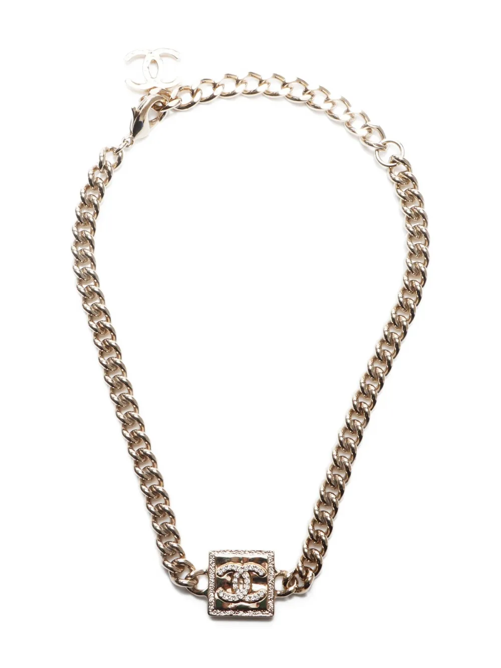 CHANEL Pre-Owned 2023 logo-plaque necklace | Gold | Image 1
