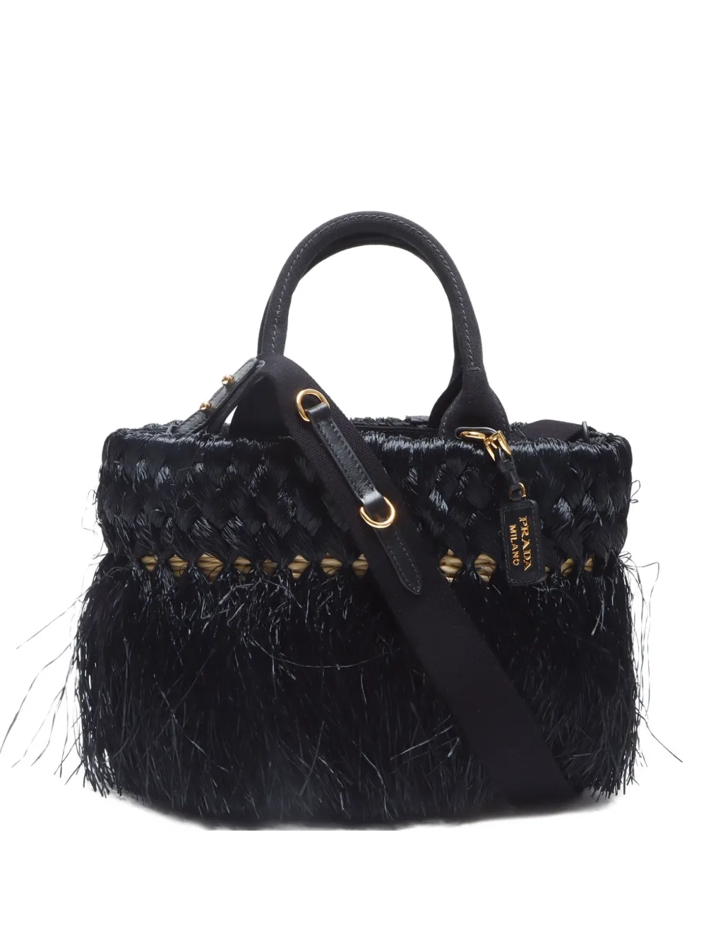 Prada Pre-Owned tote de rafia con flecos 2010-2020 | negro | Image 1