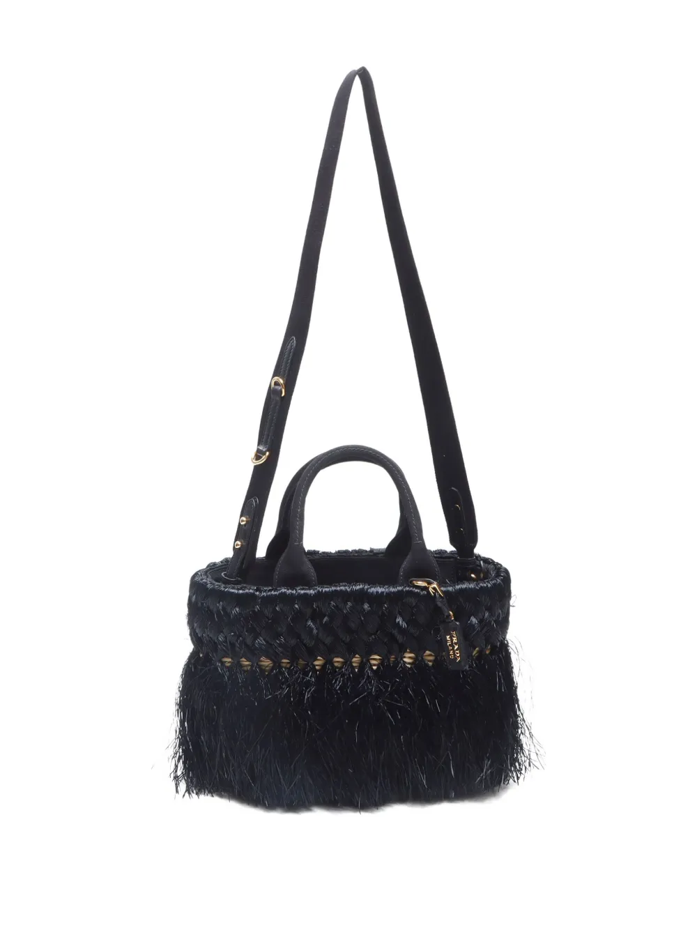 Pre-owned Prada 2010-2020s Fringed Raffia Tote Bag