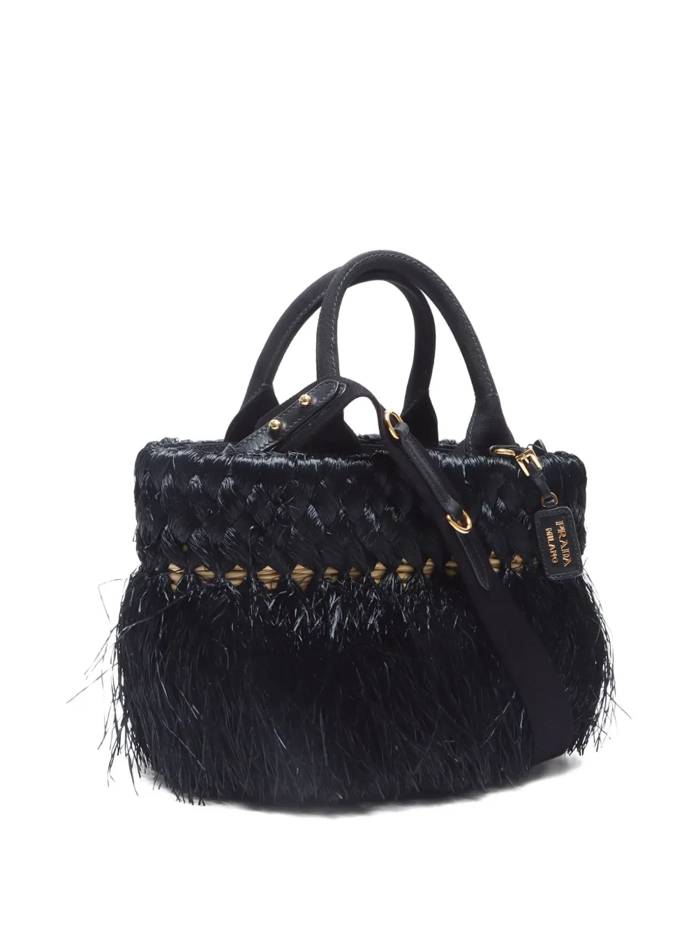 Pre-owned Prada 2010-2020s Fringed Raffia Tote Bag