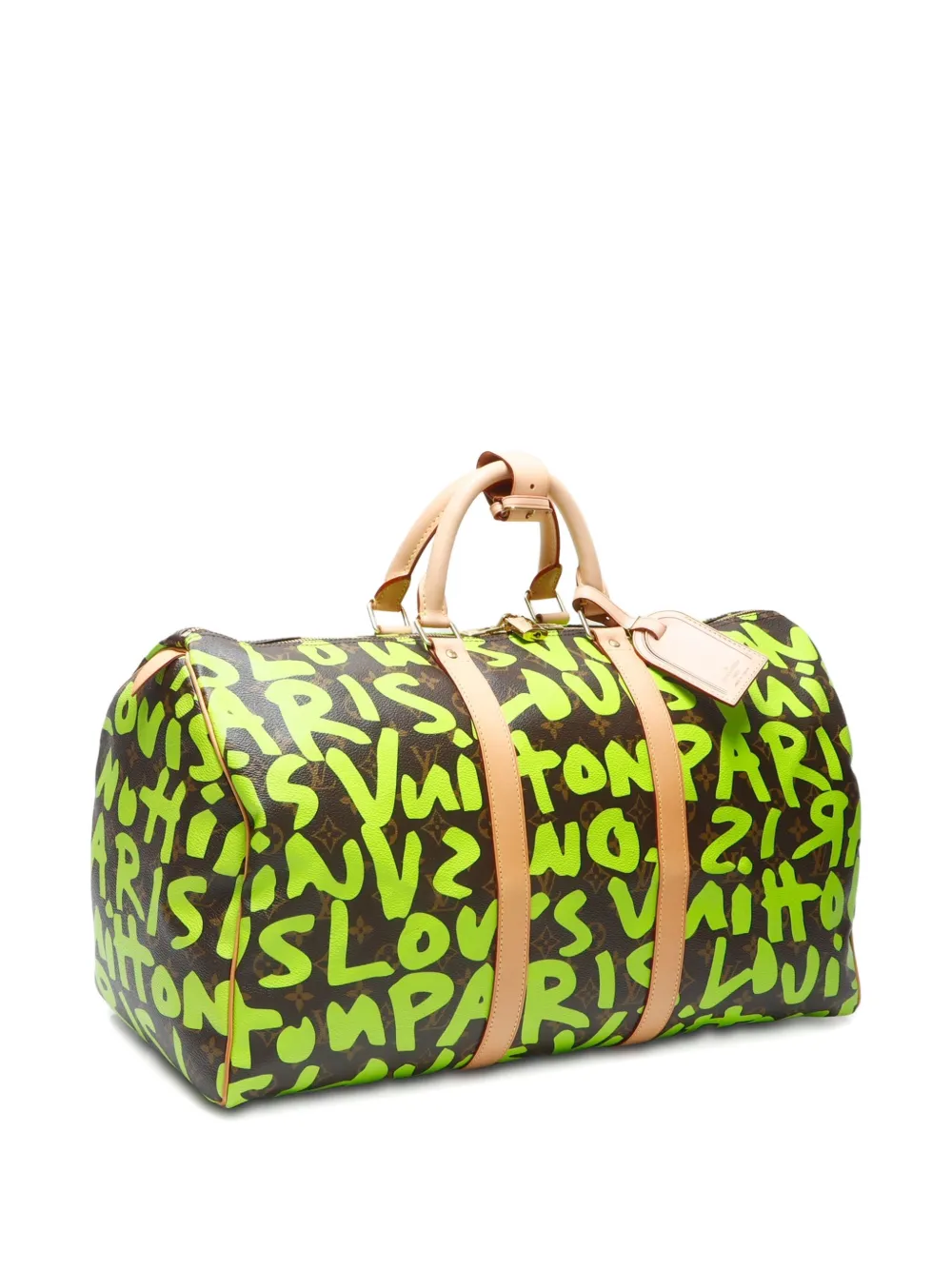 Pre-owned Louis Vuitton 2009 Monogram Graffiti Keepall 50 Travel Bag In Green
