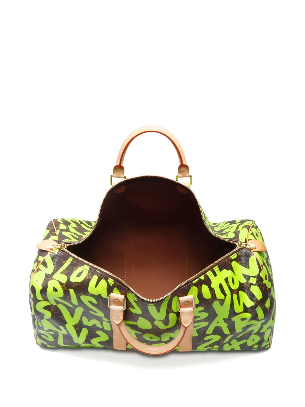 Pre-owned Louis Vuitton 2009 Monogram Graffiti Keepall 50 Travel Bag In Green