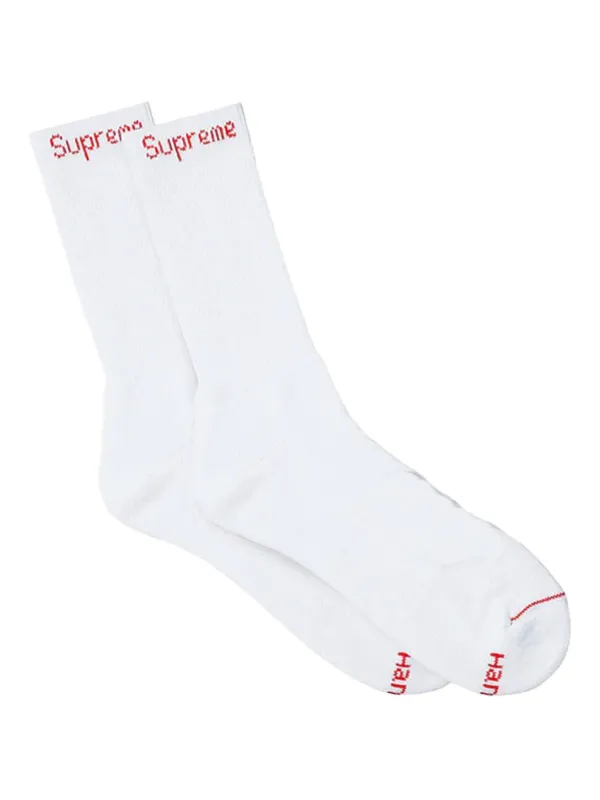 レッグウェア Supreme Hanes Crew Socks White (4 Pack) Supreme Hanes Crew Socks (4 Pack) White - US
