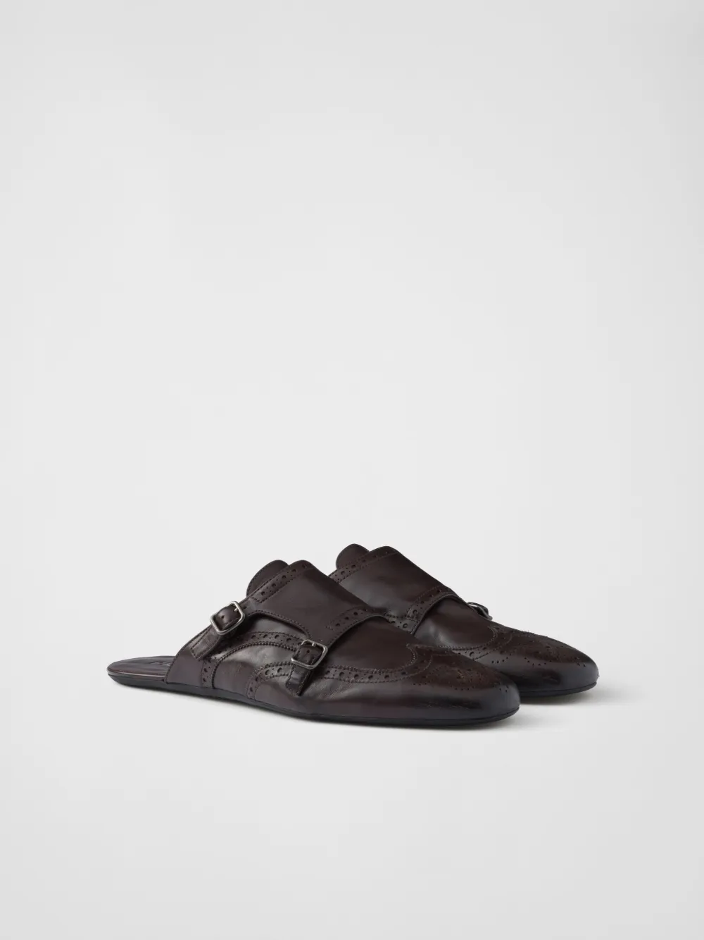 Prada brogue-detail leather mules - Bruin